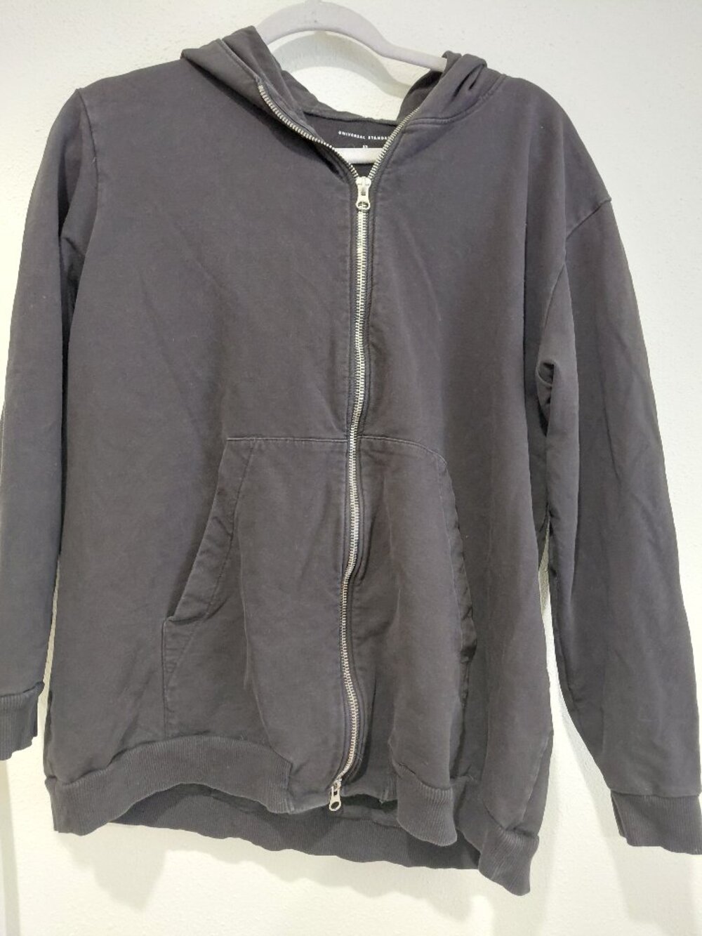 Universal Standard Pima Cotton Washed Black Hoodie Jacket Full Zip XS Womens